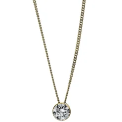 Solitär Collier Kette aus 750 Gold Gelbgold mit Brillant 0,40 Ct. Zarge L: 43cm