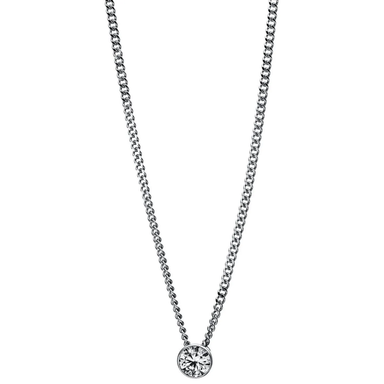 Solitär Collier Kette aus 585 Gold Weißgold mit Brillant 0,10 Ct. Zarge L: 43cm