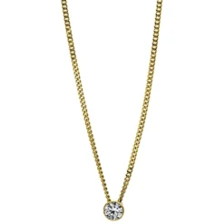 Solitär Collier Kette aus 585 Gold Gelbgold mit Brillant 0,10 Ct. Zarge L: 43cm
