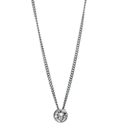 Solitär Collier Kette aus 750 Gold Weißgold mit Brillant 0,20 Ct. Zarge L: 43cm