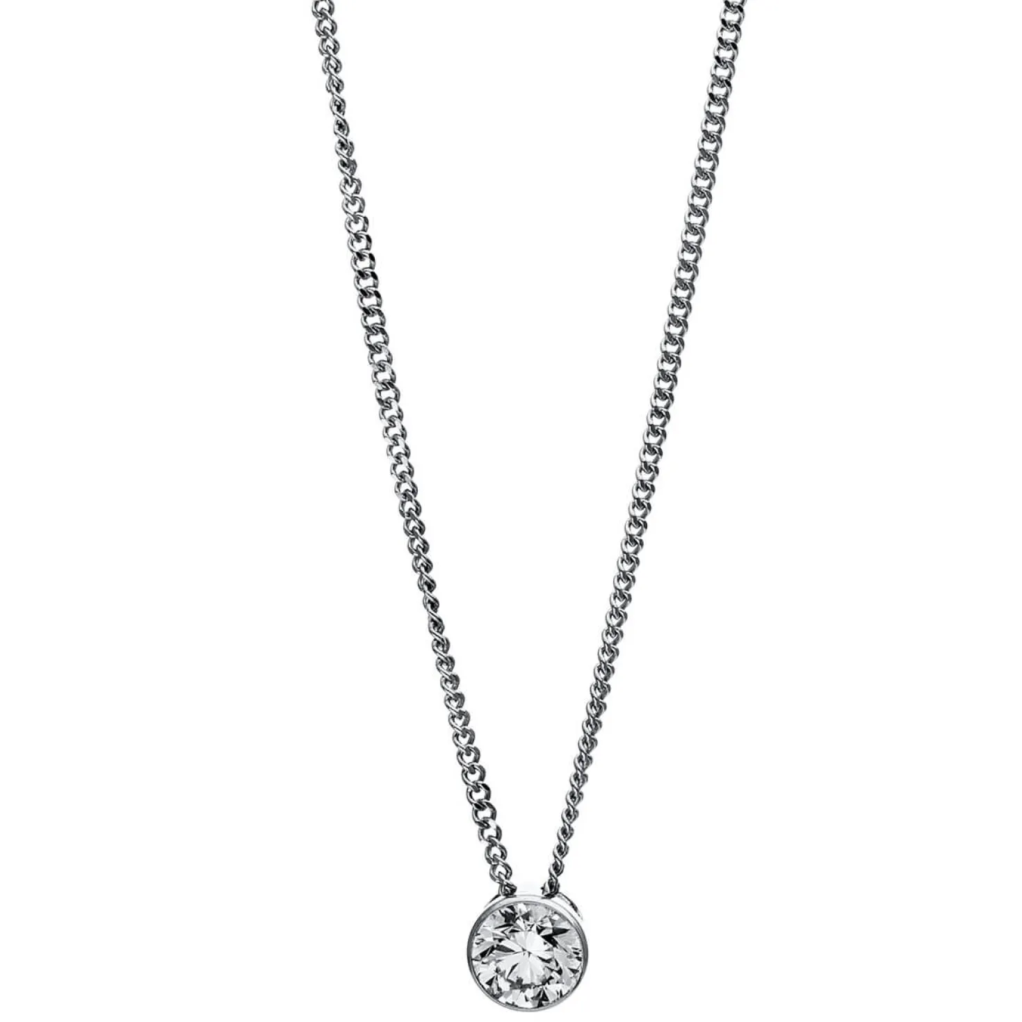 Solitär Collier Kette aus 750 Gold Weißgold mit Brillant 0,25 Ct. Zarge L: 43cm