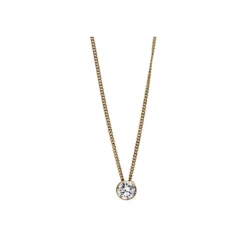 Solitär Collier Kette aus 585 Gold Gelbgold mit Brillant 0,30 Ct. Zarge L: 43cm
