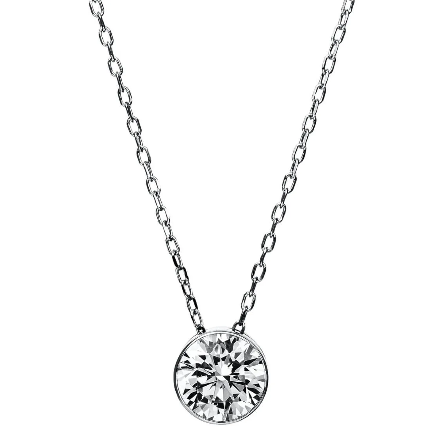 Solitär Collier Kette aus 585 Gold Weißgold mit Brillant 1,00 Ct. Zarge L: 43cm