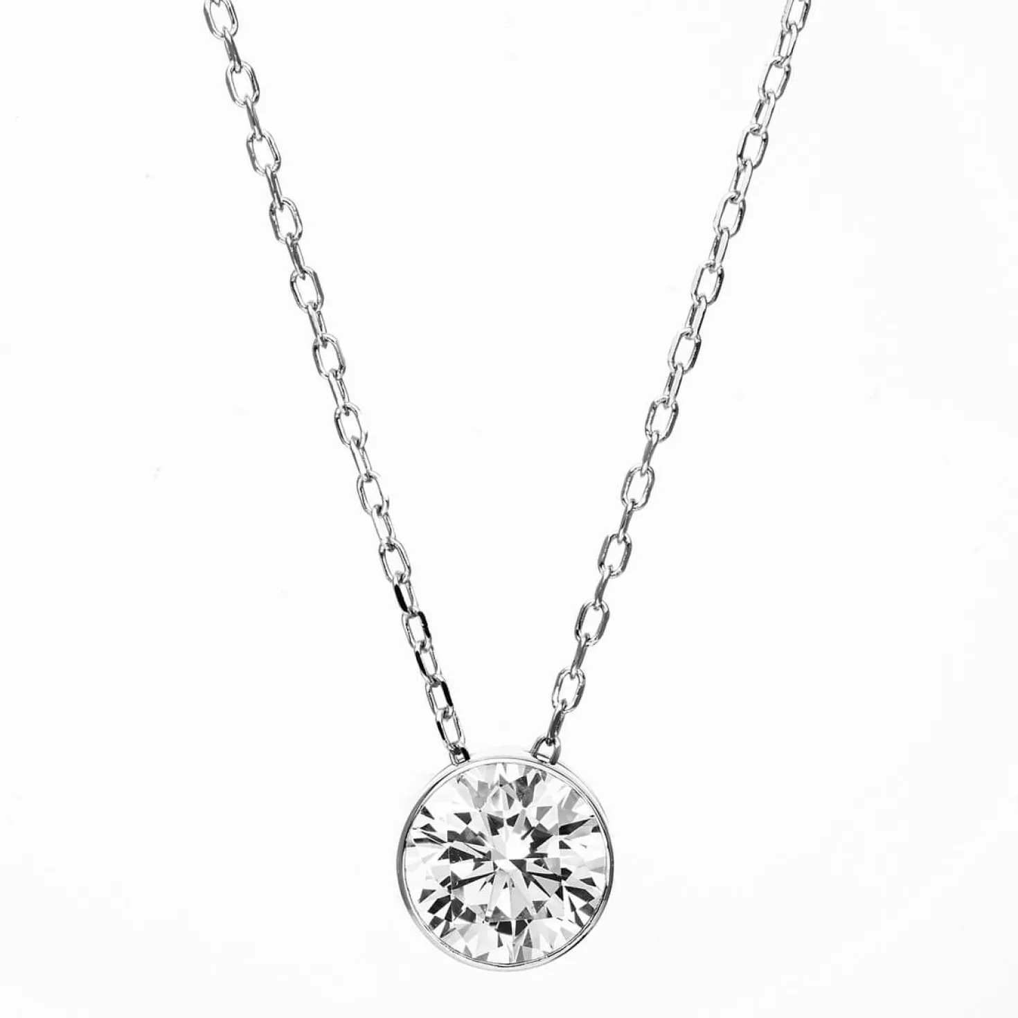 Solitär Collier Kette aus 585 Gold Weißgold mit Brillant 1,00 Ct. Zarge L: 43cm