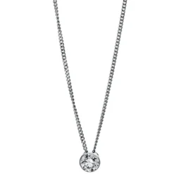 Solitär Collier Kette aus 585 Gold Weißgold mit Brillant 0,25 Ct. Zarge L: 43cm
