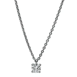 Solitär Collier Kette aus 950 Platin mit Brillant 0,20 Ct. 4er-Krappe L: 42cm