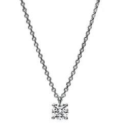 Solitär Collier Kette aus 950 Platin mit Brillant 0,30 Ct. 4er-Krappe L: 42cm