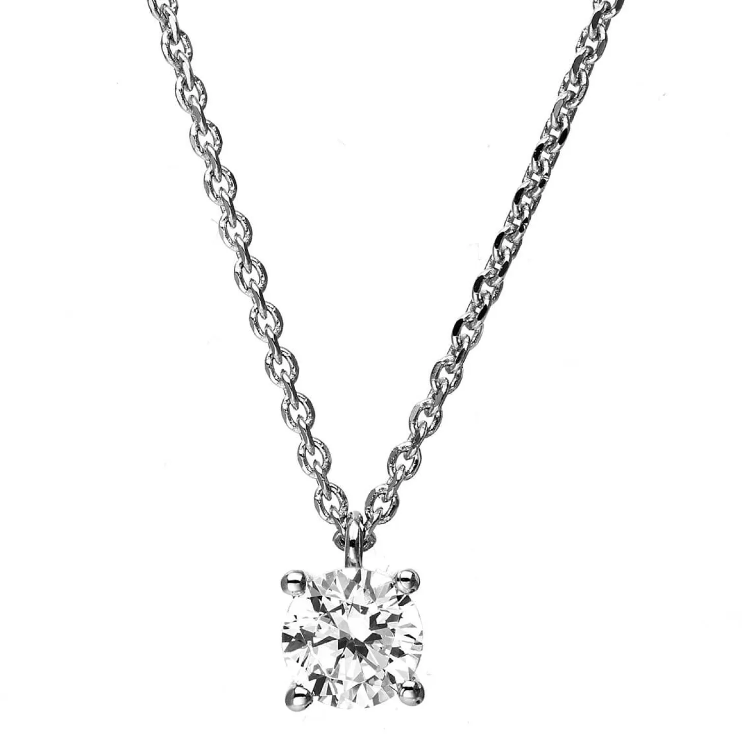 Solitär Collier Kette aus 950 Platin mit Brillant 0,40 Ct. 4er-Krappe L: 42cm