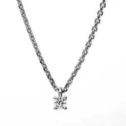 Solitär Collier Kette aus 950 Platin mit Brillant 0,05 Ct. 4er-Krappe L: 42cm