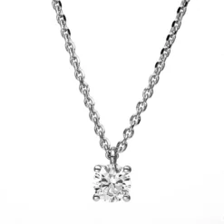 Solitär Collier Kette aus 950 Platin mit Brillant 0,25 Ct. 4er-Krappe L: 42cm