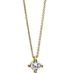 Solitär Collier Kette 585 Gold Gelbgold Brillant 0,25 Ct. L: 42cm, Ø5,9mm