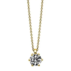 Solitär Collier Kette 750 Gold Gelbgold mit Brillant 1,00 Ct. 6er-Krappe L: 42cm