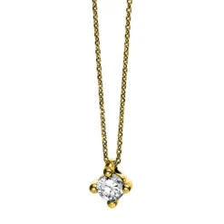 Solitär Collier Kette 585 Gold Gelbgold Brillant 0,20 Ct. L: 42cm, S: 0,7mm