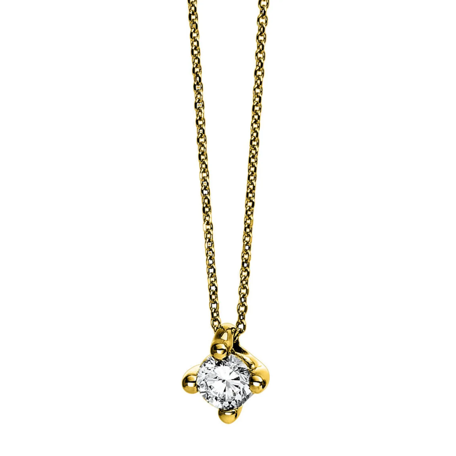Solitär Collier Kette 585 Gold Gelbgold Brillant 0,20 Ct. L: 42cm, S: 0,7mm