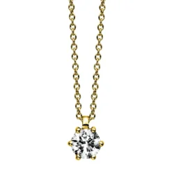 Solitär Collier Kette 750 Gold Gelbgold Brillant 0,40 Ct. L: 42cm, S: 0,9mm