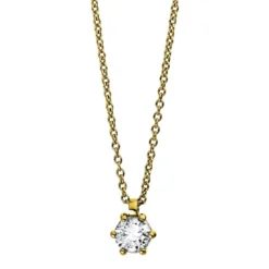 Solitär Collier Kette 585 Gold Gelbgold Brillant 0,30 Ct. L: 42cm, S: 0,9mm