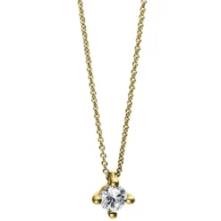 Solitär Collier Kette 585 Gold Gelbgold Brillant 0,15 Ct. L: 42cm, Ø5,2mm
