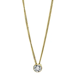 Solitär Collier Kette 750 Gold Gelbgold mit Brillant 0,25 Ct. Zarge L: 43cm