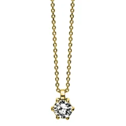 Solitär Collier Kette 585 Gold Gelbgold Brillant 0,20 Ct. L: 42cm, S: 0,7mm