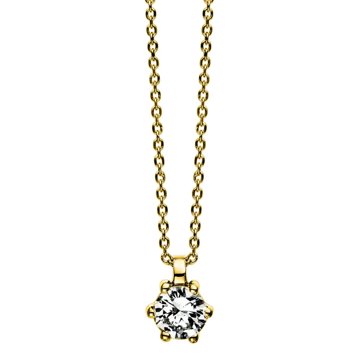 Solitär Collier Kette 585 Gold Gelbgold Brillant 0,20 Ct. L: 42cm, S: 0,7mm