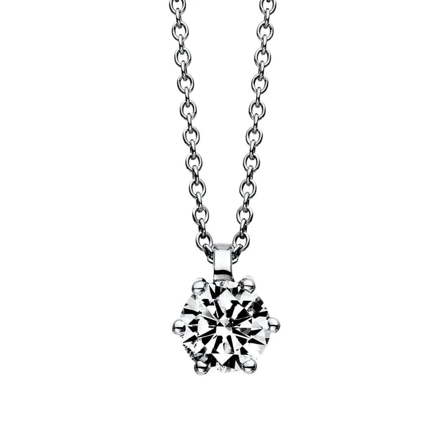 Solitär Collier Kette 585 Gold Weißgold Brillant 0,50 Ct. L: 42cm, S: 0,9mm