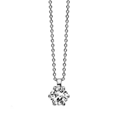 Solitär Collier Kette 585 Gold Weißgold Brillant 0,25 Ct. L: 42cm, S: 0,7mm