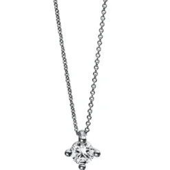 Solitär Collier Kette 585 Gold Weißgold Brillant 0,25 Ct. L: 42cm, Ø5,9mm