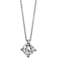 Solitär Collier Kette 750 Gold Weißgold Brillant 1,00 Ct. 4er-Krappe S: 0,9mm