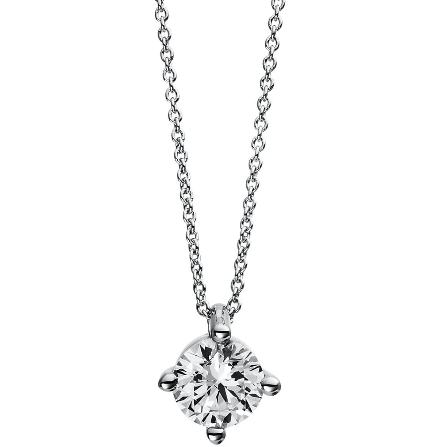 Solitär Collier Kette 750 Gold Weißgold Brillant 1,00 Ct. 4er-Krappe S: 0,9mm
