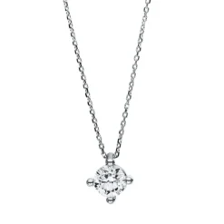 Solitär Collier Kette 750 Gold Weißgold mit Brillant 0,70 Ct. 4er-Krappe L: 42cm