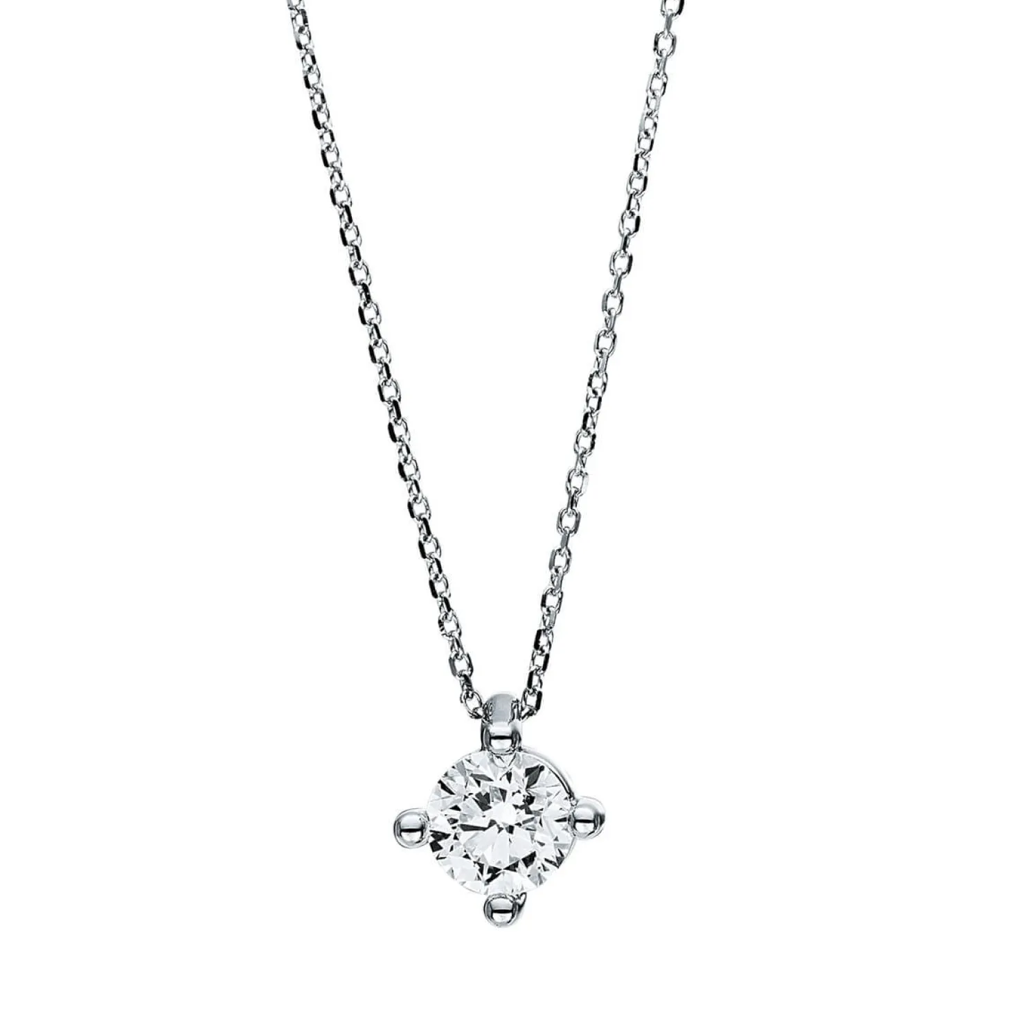 Solitär Collier Kette 750 Gold Weißgold mit Brillant 0,70 Ct. 4er-Krappe L: 42cm