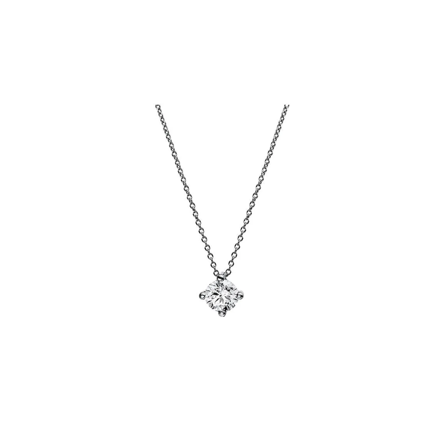 Solitär Collier Kette 750 Gold Weißgold mit Brillant 0,70 Ct. 4er-Krappe L: 42cm
