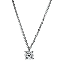 Solitär Collier Kette 750 Gold Weißgold mit Brillant 0,40 Ct. 4er-Krappe L: 42cm