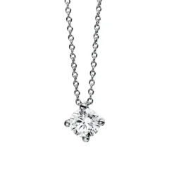 Solitär Collier Kette 585 Gold Weißgold mit Brillant 0,50 Ct. 4er-Krappe L: 42cm