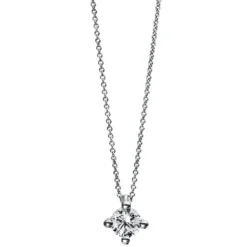 Solitär Collier Kette 750 Gold Weißgold Brillant 0,20 Ct. L: 42cm, S: 0,7mm