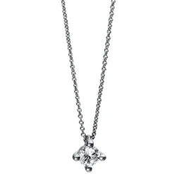 Solitär Collier Kette 585 Gold Weißgold Brillant 0,15 Ct. L: 42cm, Ø5,2mm