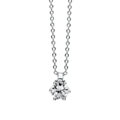 Solitär Collier Kette 750 Gold Weißgold Brillant 0,15 Ct. L: 42cm, S: 0,7mm