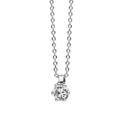 Solitär Collier Kette 750 Gold Weißgold Brillant 0,10 Ct. L: 42cm, S: 0,7mm