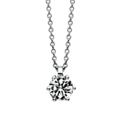 Solitär Collier Kette 750 Gold Weißgold Brillant 0,50 Ct. L: 42cm, S: 0,9mm