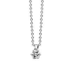 Solitär Collier Kette 950 Platin Brillant 0,07 Ct. 6er-Krappe L: 42cm, S: 0,7mm