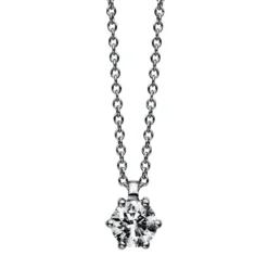 Solitär Collier Kette 950 Platin Brillant 0,40 Ct. 6er-Krappe L: 42cm, S: 0,9mm