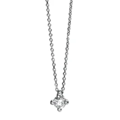 Solitär Collier Kette 750 Weißgold Brillant 0,07 Ct. L: 42cm, B: 3,3mm, H: 4,2mm