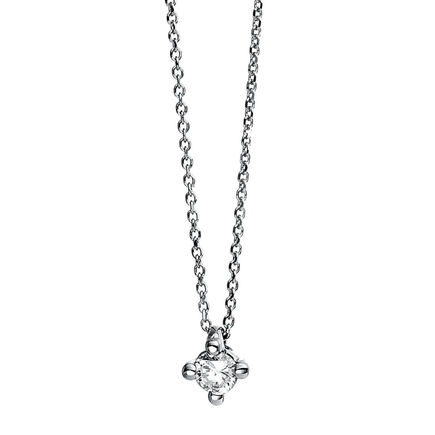 Solitär Collier Kette 750 Weißgold Brillant 0,07 Ct. L: 42cm, B: 3,3mm, H: 4,2mm