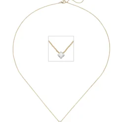 Solitär Collier mit Anhänger Diamant 0.06Ct W/SI 750 Gold Gelbgold Weißgold 45cm