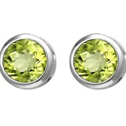 Solitär Ohrstecker aus 925 Silber Peridot grün rund Ohrringe Ohrschmuck