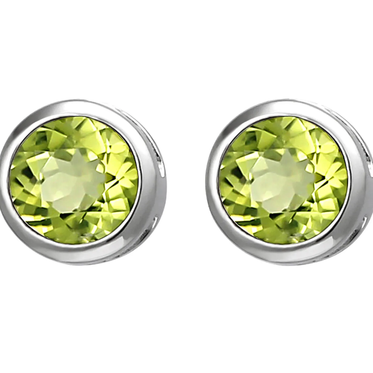 Solitär Ohrstecker aus 925 Silber Peridot grün rund Ohrringe Ohrschmuck