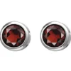 Solitär Ohrstecker aus 925 Silber Granat rot weinrot rund Ohrringe Ohrschmuck