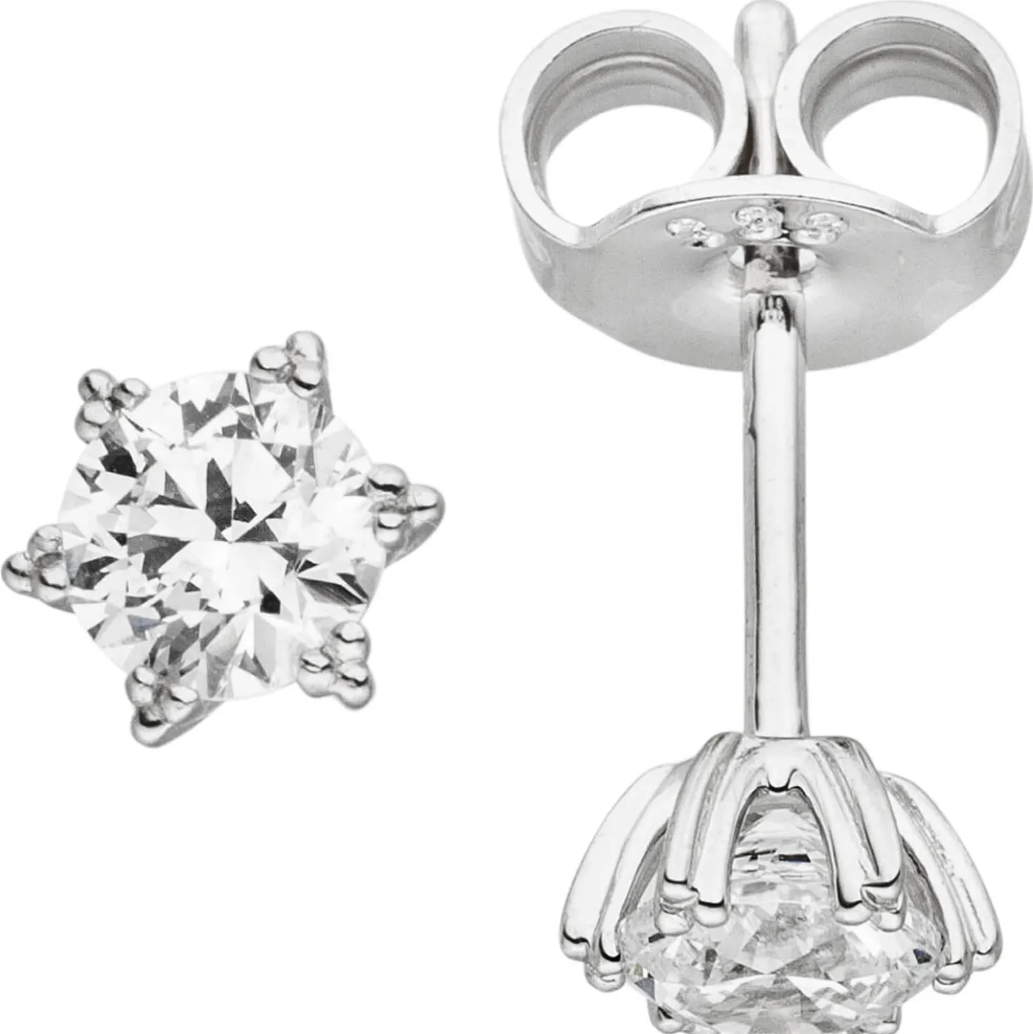 Solitär Ohrstecker mit Zirkonia weiß 333 Gold Weißgold Ohrschmuck Damen