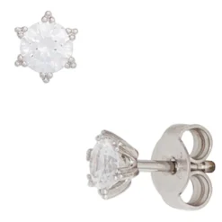 Solitär Ohrstecker mit Zirkonia weiß 333 Gold Weißgold Ohrschmuck Damen