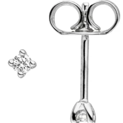 Solitär Ohrstecker Ohrringe mit 2 Diamanten 0.08Ct 585 Gold Weißgold